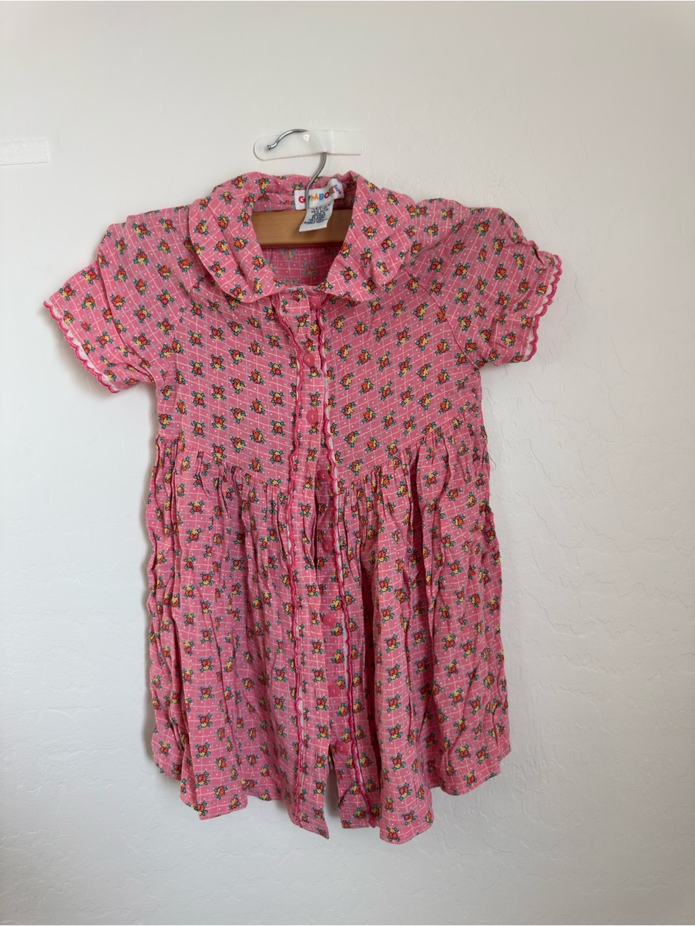 Vintage Gymboree Pink Floral Button-Front Girls' Dress